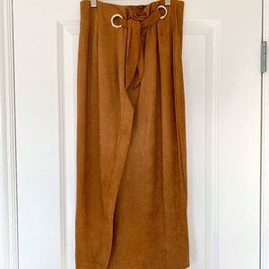 Faux Suede Faux Wrap Skirt